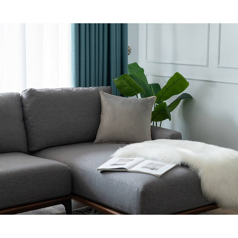 Gouchee Home Solid Velvet Mix Cushion 18 in. x 18 in. Throw Pillow - Grey