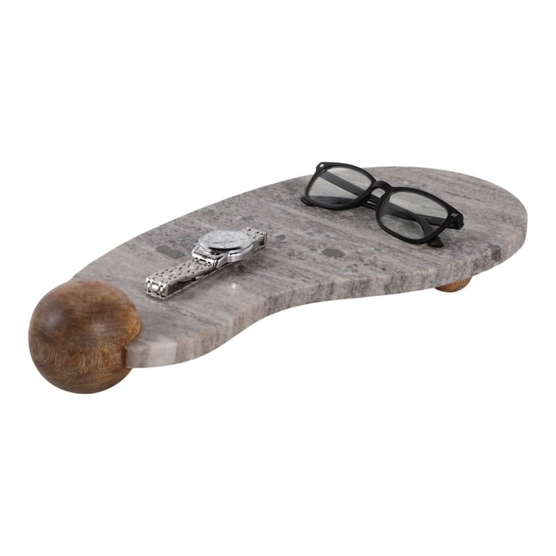 Marble Wood Tray Modern Modern Design Finish for Home Office - 3" Tan - 17.5" x 8.5" x 3"