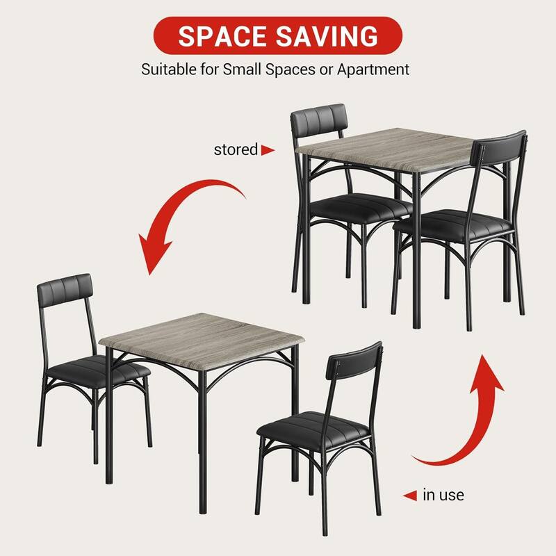 Round Dining Table Set for 2, Circle Kitchen Table and Chairs, Dining Room Table Set with Upholstered Chairs