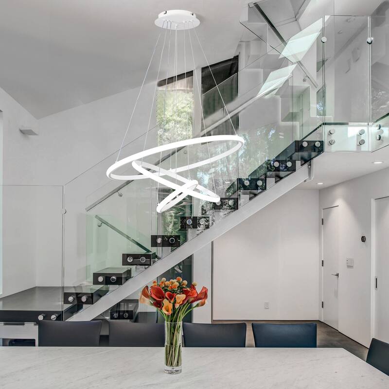 LED Tiered Linear Design Chandelier, Classic Semi Flush Mount Chandelier, Living Room Kitchen Island Dining Foyer Pendant Light
