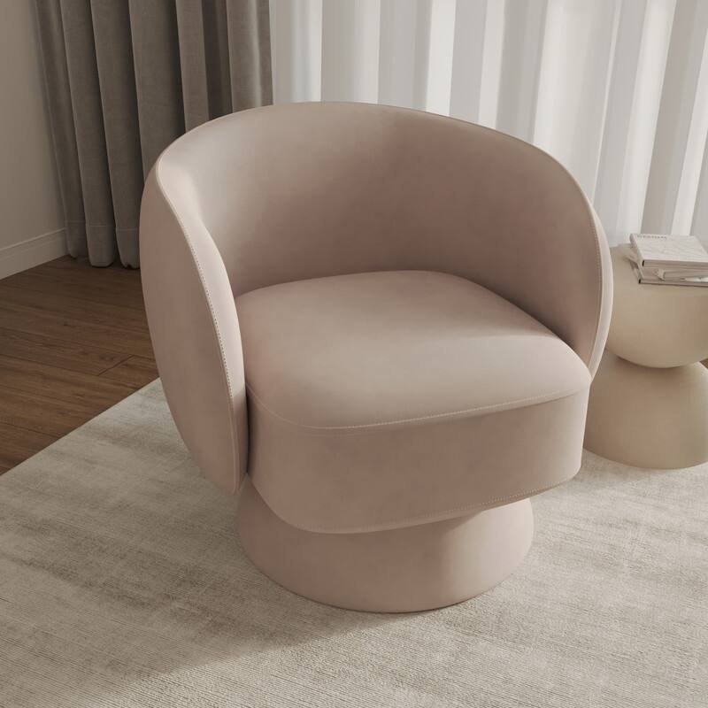 Raze 31" Swivel Accent Armchair Upholstered in Boucle/Velvet/Linen Fabric with Plush Cushioning and Solid Wood Support