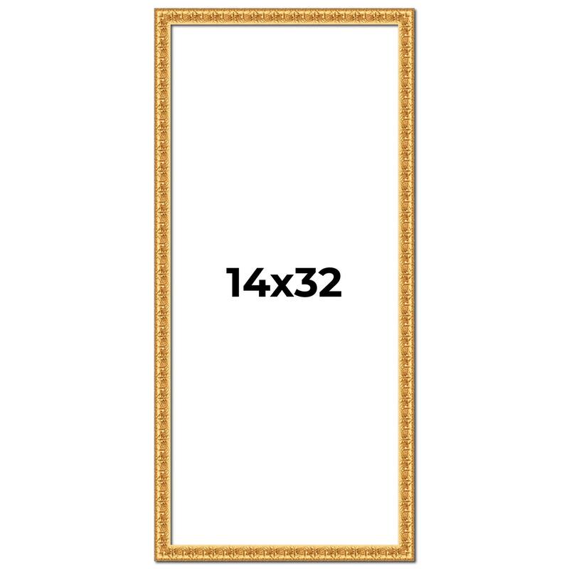 14x32 Frame Gold Real Wood Picture Frame Width 1 inches | Interior