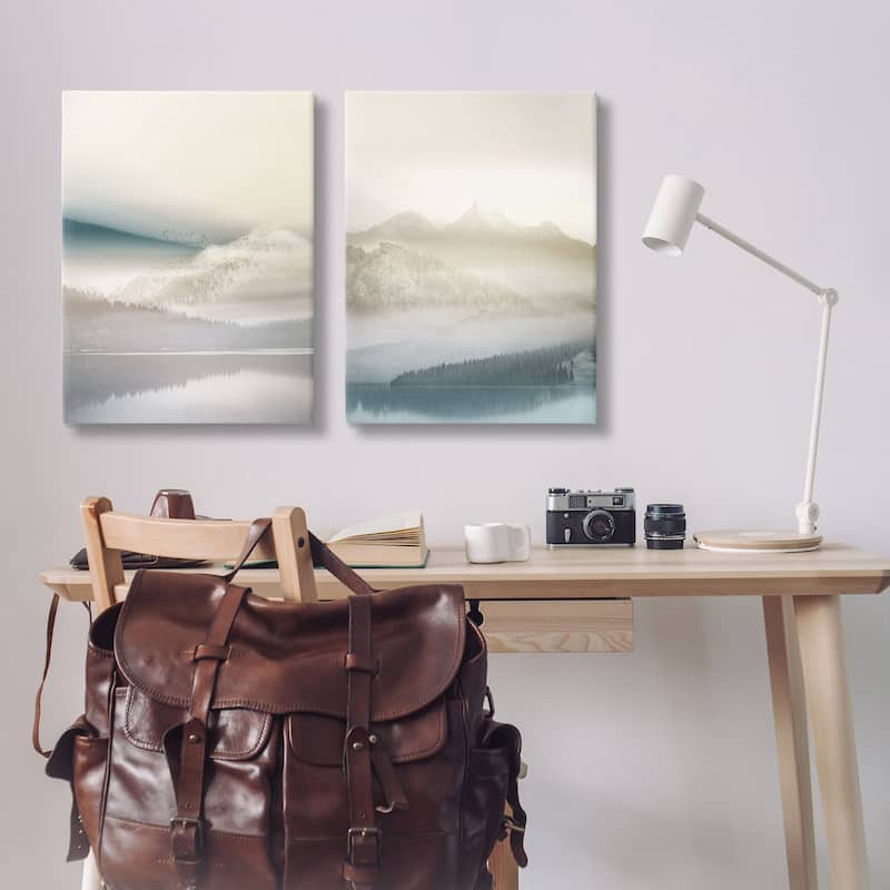 Stupell Mountain Peaks & Neutral Lake Canvas Wall Art Design By Gemma Bardot (Set of 2)