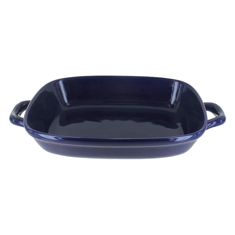 Blue Rose Polish Pottery 1345 Zaklady Large Baker with Handles - Cobalt
