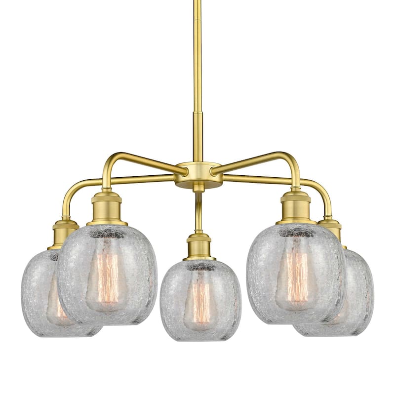Innovations Lighting 516-5CR-15-24 Belfast Chandelier Belfast 5 Light - Satin Gold / Clear Crackle