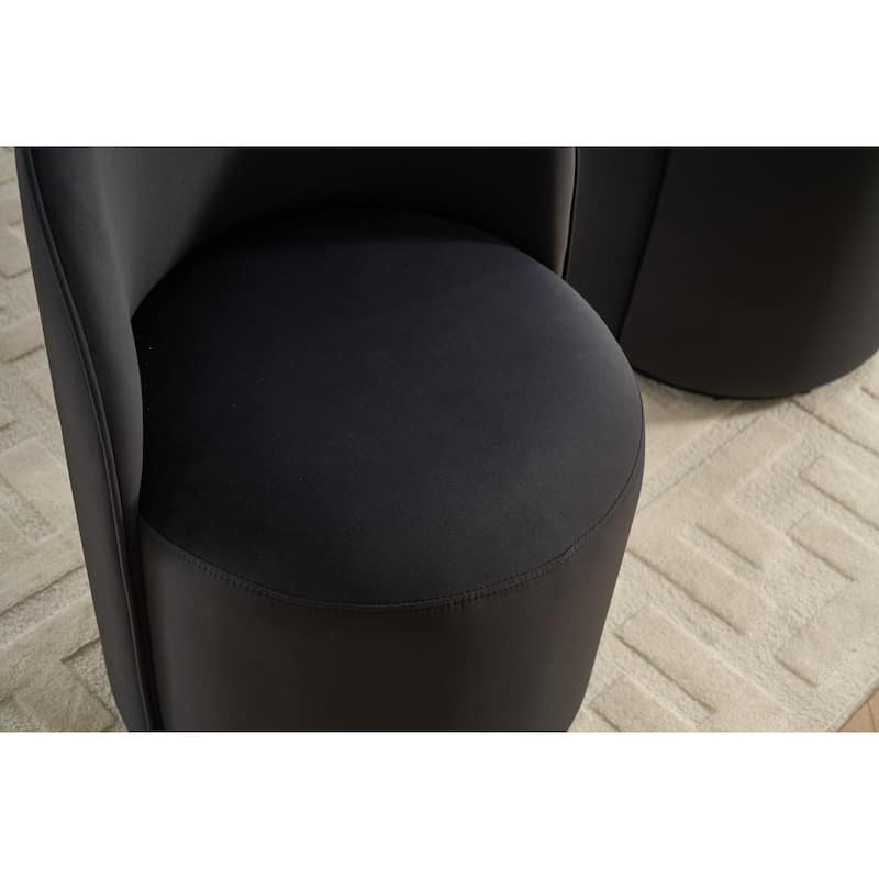 Upholstered Kitchen & Dining Room Barrel Chair, 360 Degree Swivel Comfy Armless Accent Makeup Vanity Side Chair