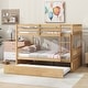 preview thumbnail 11 of 16, Full Over Full Rubber Wood Bunk Bed w/ Trundle, Ladder & Guardrails, Convertible to 2 Full Size Beds, White