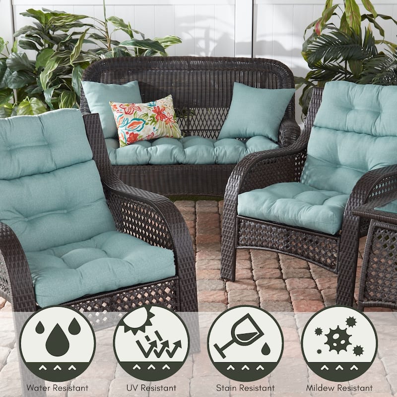 Solid Heathered 44-in x 22-in Outdoor High-Back Chair Cushion (Set of 2) (Cushions Only)