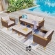 preview thumbnail 16 of 38, 9-Piece Outdoor Wicker Sectional Sofa Patio Furniture Luxury Conversation Set, Beige Cushion