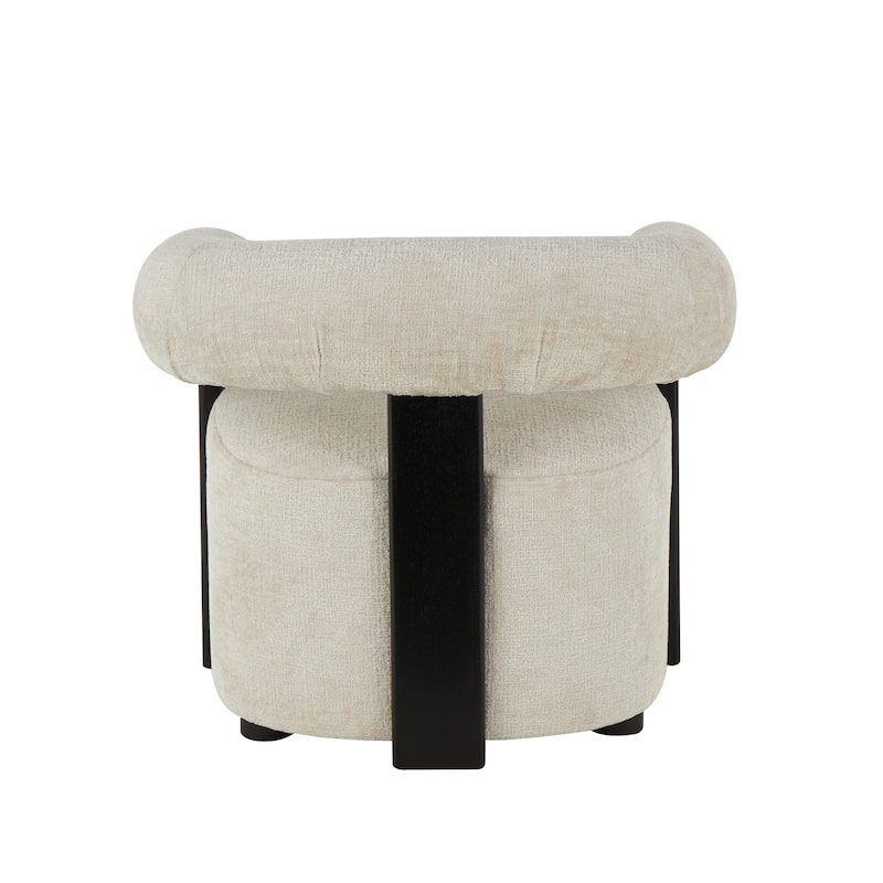 Polyester Accent Chair with Black Wood Support - Beige - Roche River Decor