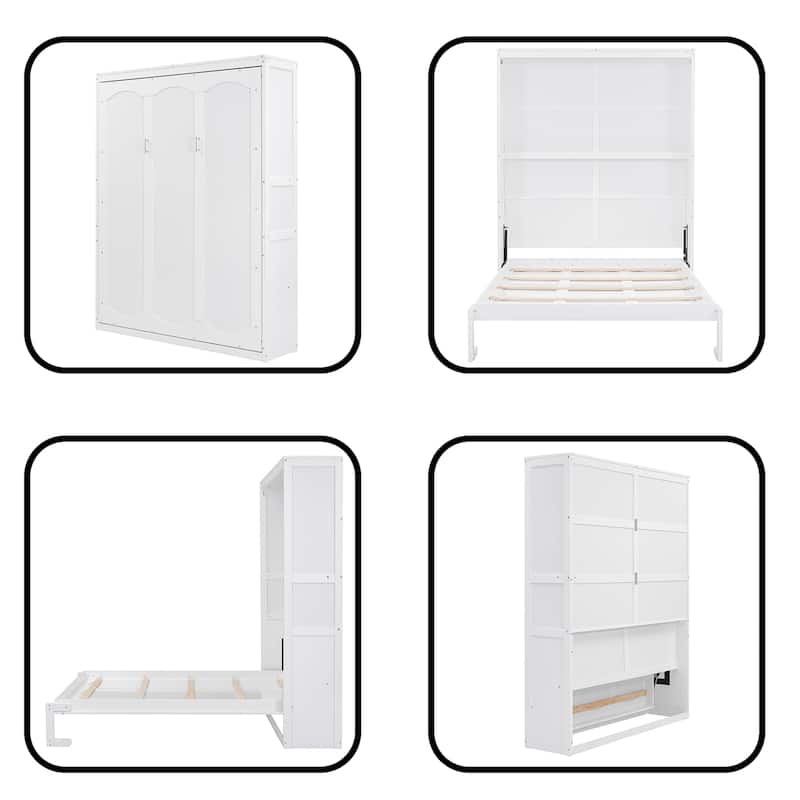 Queen Size Murphy Bed Wall Bed with Shelves
