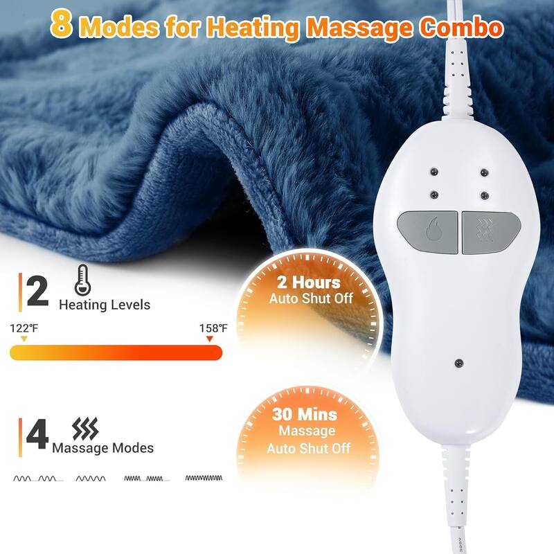 35"x24" Electric 4 Massaging Heating Pad for Back Neck Shoulders Pain Relief, Best Winter Gifts