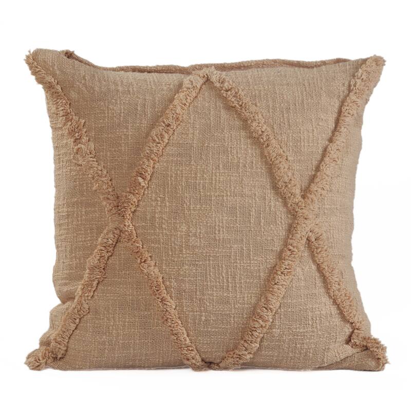 Sevita Solid Decorative Diamond Tufted Cotton Throw Pillow
