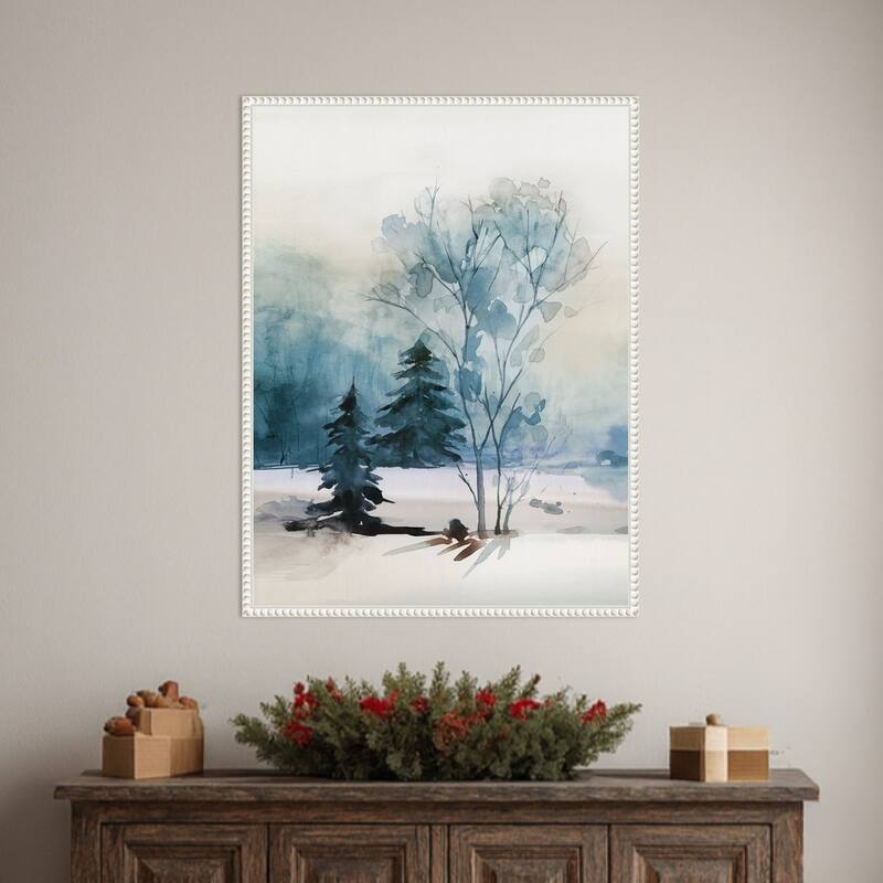 Dusty Blue II by Isabelle Z Framed Canvas Wall Art Print - Sylvie Beaded White