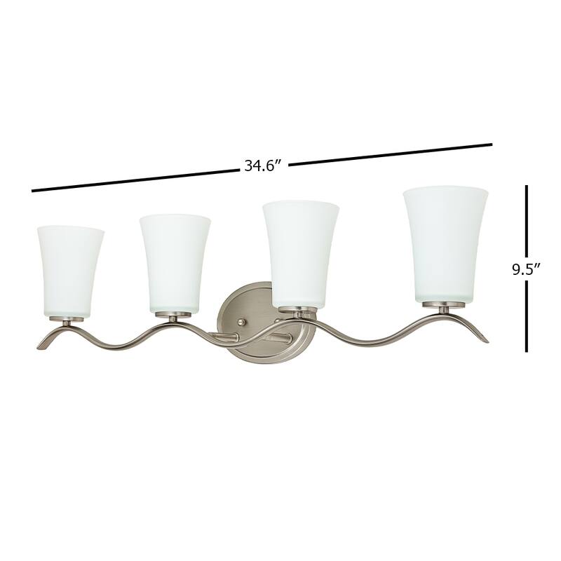 4 Light Bathroom Vanity Lighting with White Glass