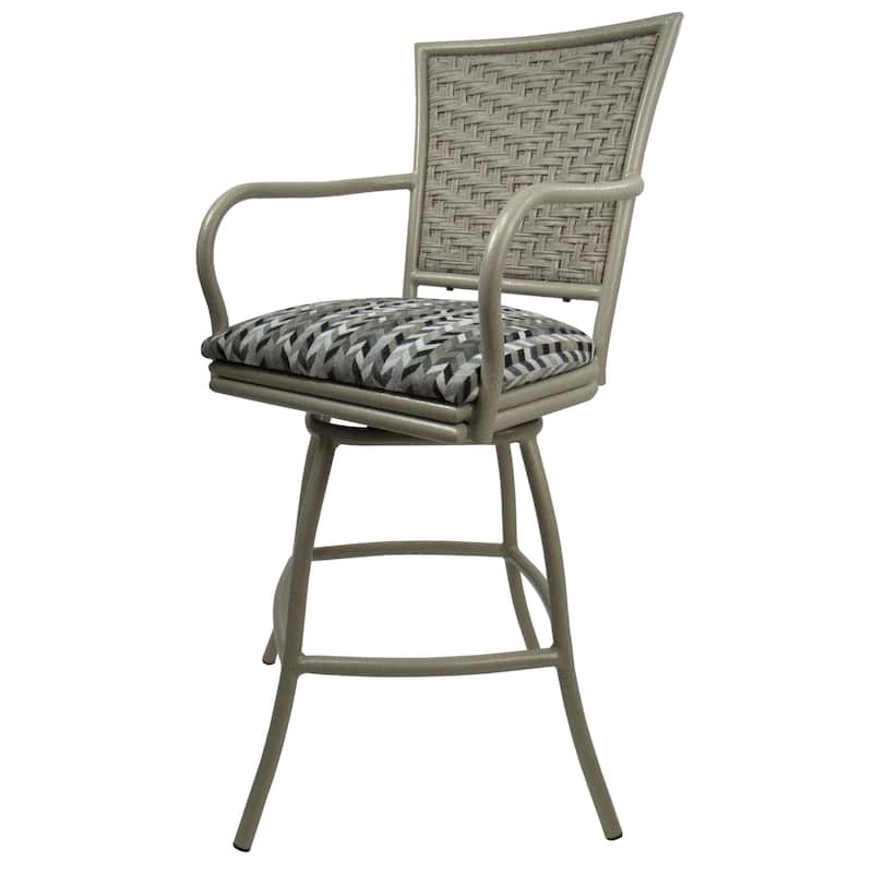 Outdoor Indoor Bar Stool Counter, Bar or Extra Tall - Erin Beige Frame - Simi Soft Grey - Beige - Bar Height