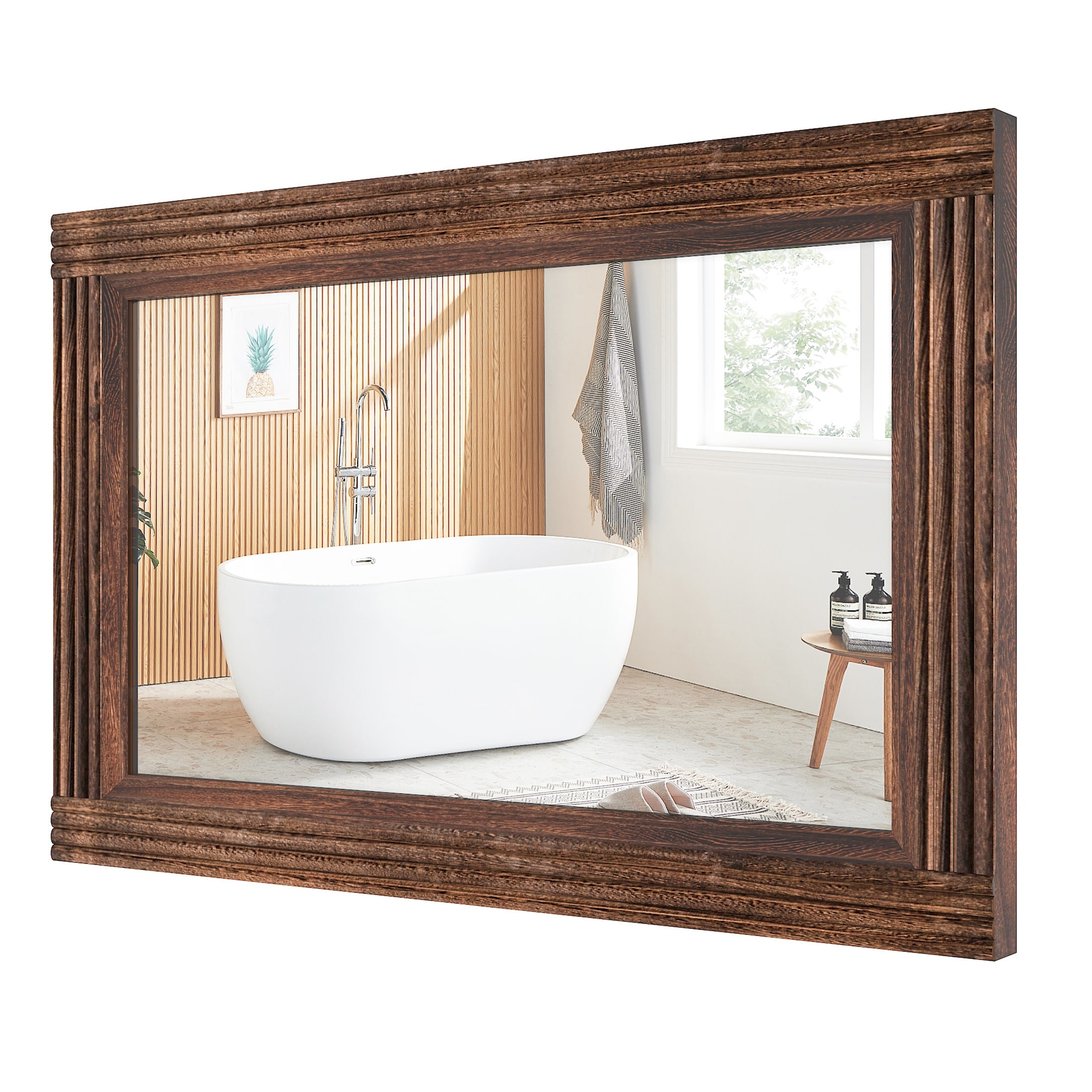 Solid Wood Frame Flat Bathroom Mirror-Large - Bed Bath \u0026 Beyond - 41245767, image size:2200x2200