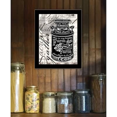 TrendyDecor4U Contemporary "FARM SWEET FARM MILK CAN" Framed Print Wall Art
