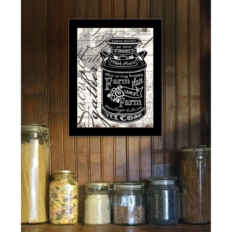 TrendyDecor4U Contemporary "FARM SWEET FARM MILK CAN" Framed Print Wall Art