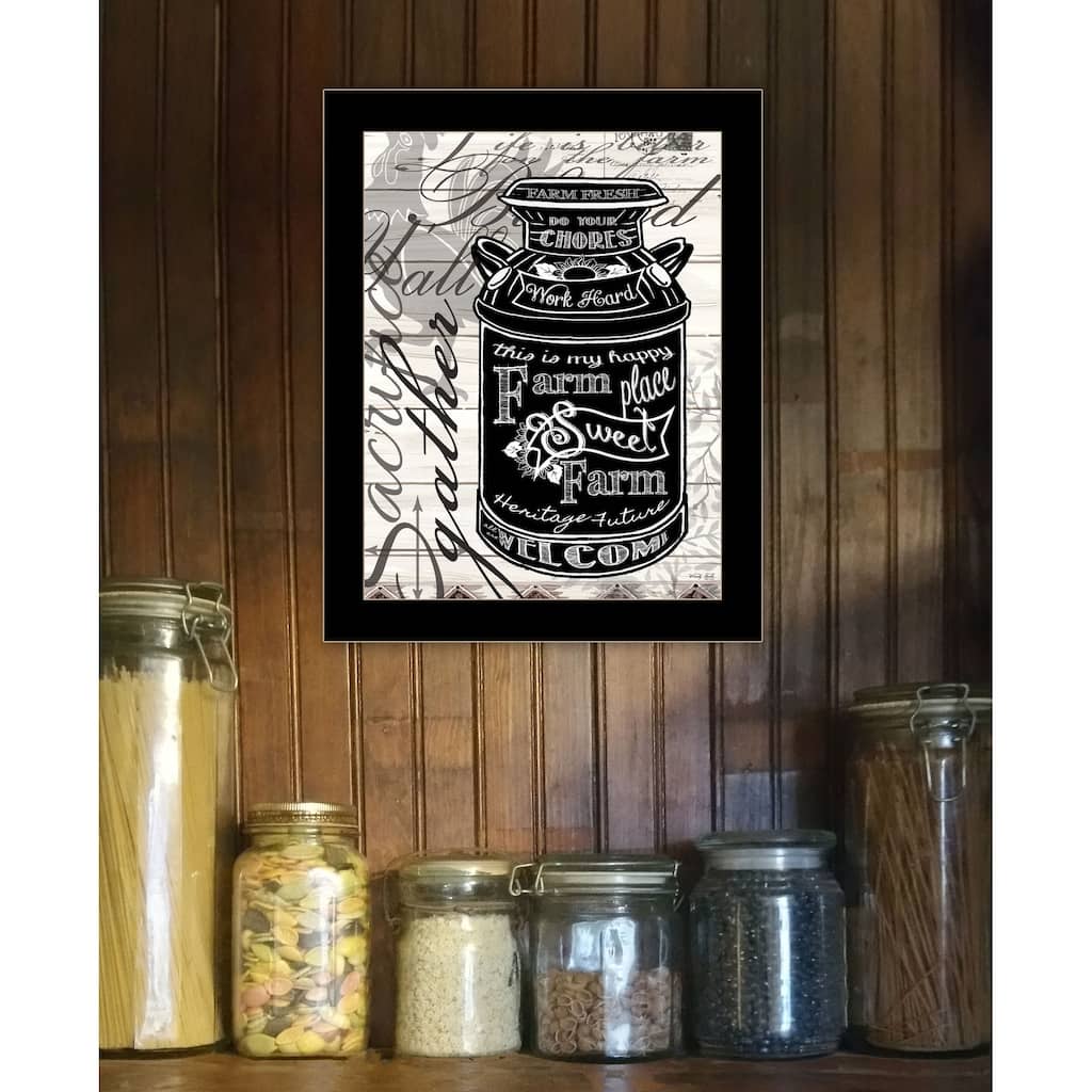 TrendyDecor4U Contemporary "FARM SWEET FARM MILK CAN" Framed Print Wall Art