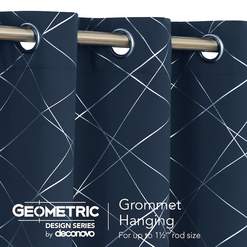 Deconovo Silver 42 Inch Geometric Curtain Panel Pair(2 Panel)
