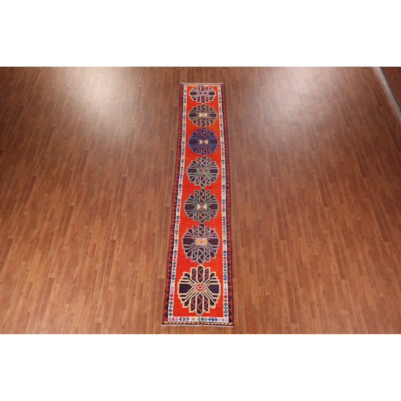 Anatolian Vintage Runner Rug Handmade Silk Carpet - 2'8"x 13'7"
