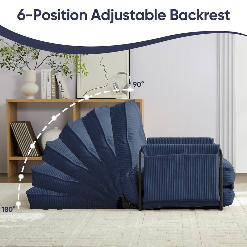 Mixoy Muti-Functional Folding Futon Floor Sofa Bed,Single Lazy Sofa with Pillows,6 Position Adjustable Backrest