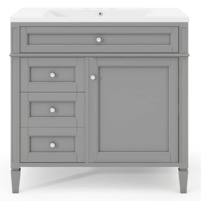 36''Bathroom Vanity With Medicine Cabinet,Storage Cabinet With 2 Soft Closing Doors And 4 Drawers,Single Sink Bathroom Vanity