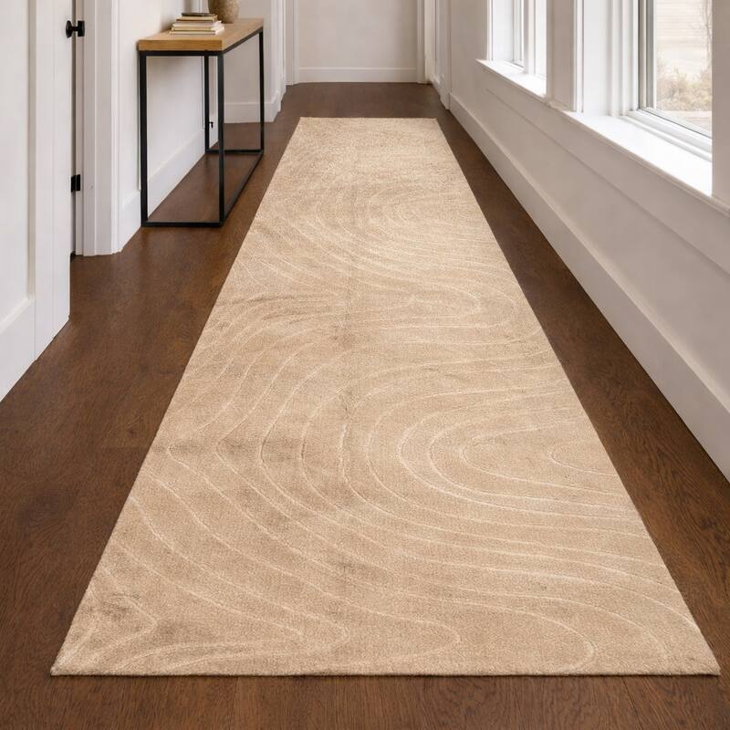 ECARPETGALLERY Somos Modern Machine Washable Area Rug - Beige - 2'8 x 8'0