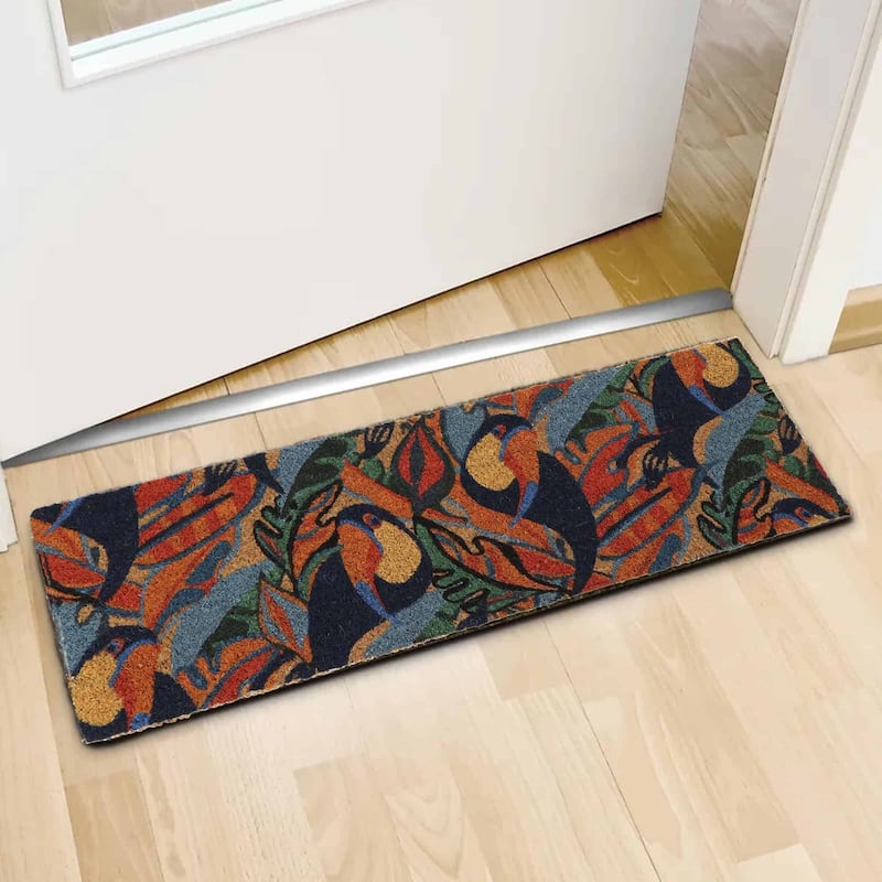 Toucans 30x10 Long Sheltered Front Door Mat Coco Multicolor