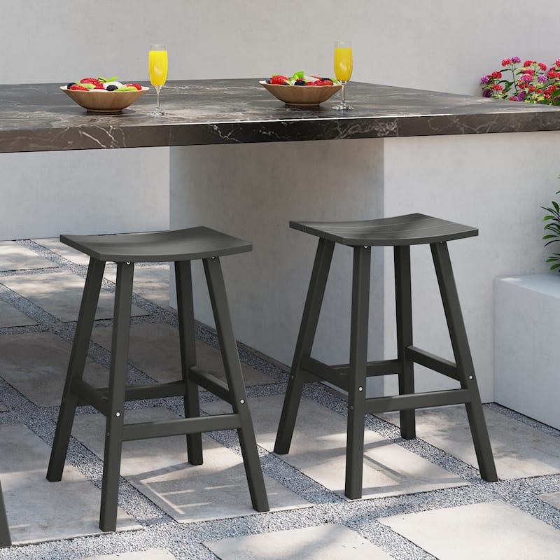 Laguna Hdpe All Weather Outdoor Patio 29" Saddle Seat Bar Stool (Set Of 2)