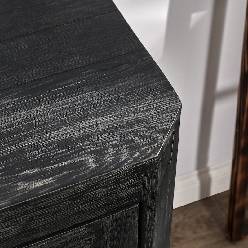 Classic Home Macarthur Black Oak Wood 4-Door Sideboard