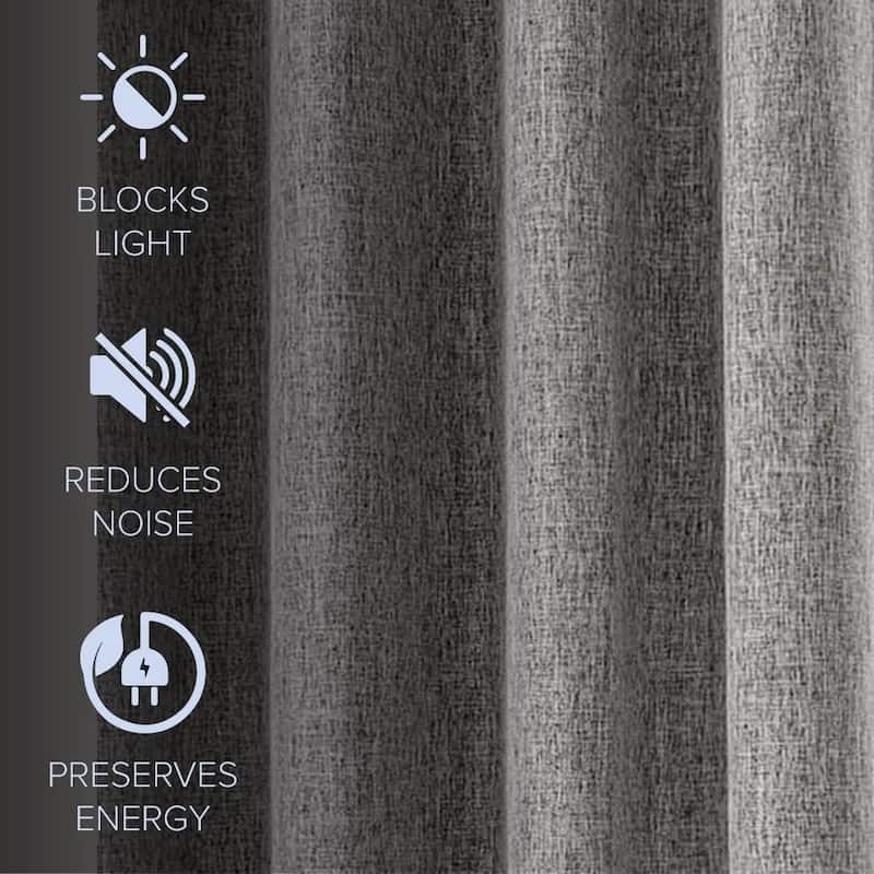 Linen Texture 100% Blackout Grommet Curtain Pair(2 panels)