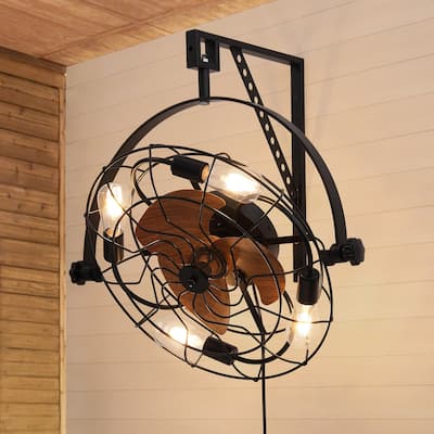 20" Fansconce Indoor/Outdoor Wall Mount Ceiling Fan with Lights and Remote, Industrial Ceiling Fan for Patio Garage