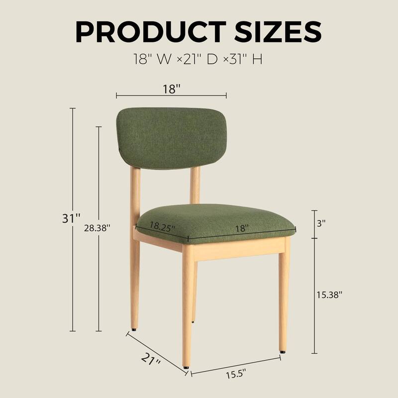 Modern Upholstered Dining Chair with Solid Wood Legs Side Chair for Kitchen Dining Room Living Room (Set of 2)