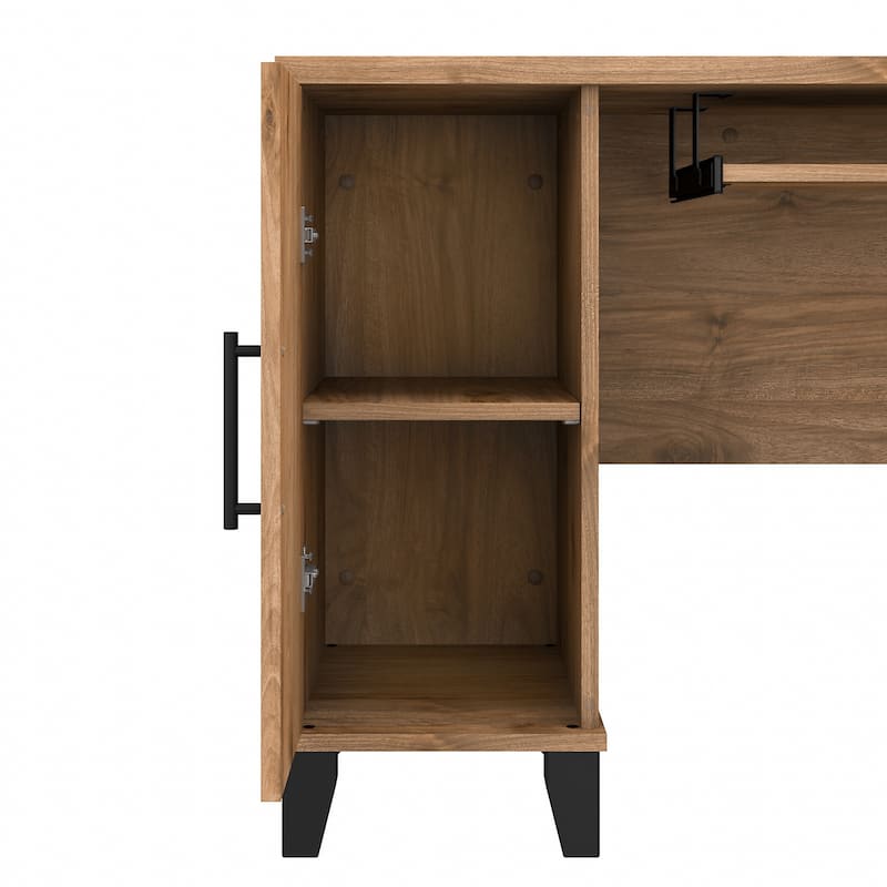 Somerset 72W L Shaped Desk with Hutch and 5 Shelf Bookcase