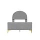 preview thumbnail 15 of 52, Twin/Full Size Velvet Bed Frame with Classic Semi-circle Shaped Headboard, Upholstered Platform Bed w/ Metal Legs for Kids Teens