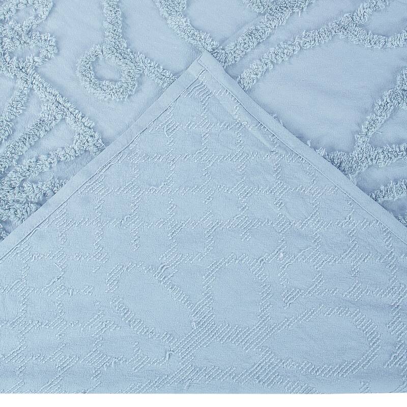 King Wedding Ring Tufted Chenille Bedspread - Blue