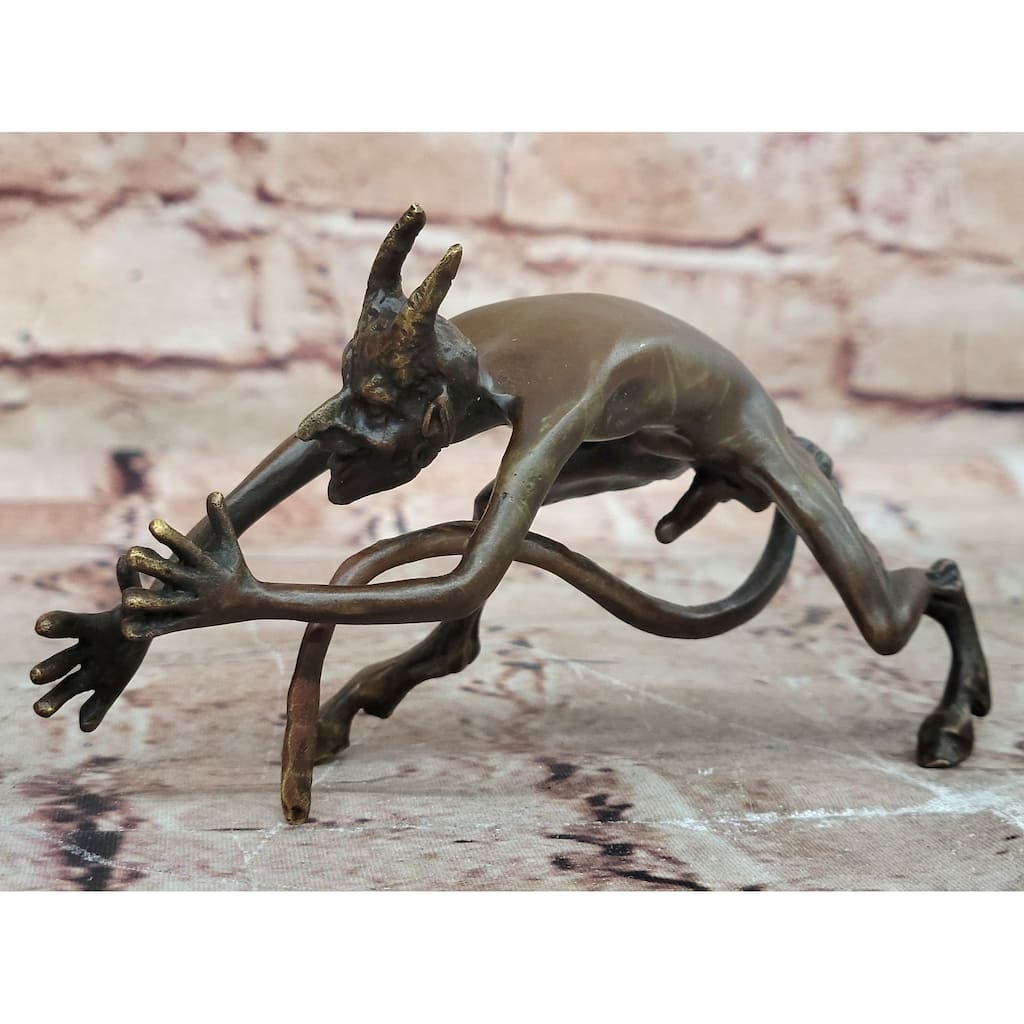 Mythological Greek Satyr Devil Bronze Figurine Sculpture 3.5 Inches X 5.5 Inches