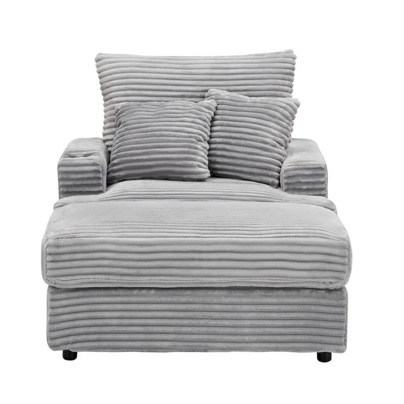 Armchair & Ottoman Set with Cup Holder and 2 Throw Pillows