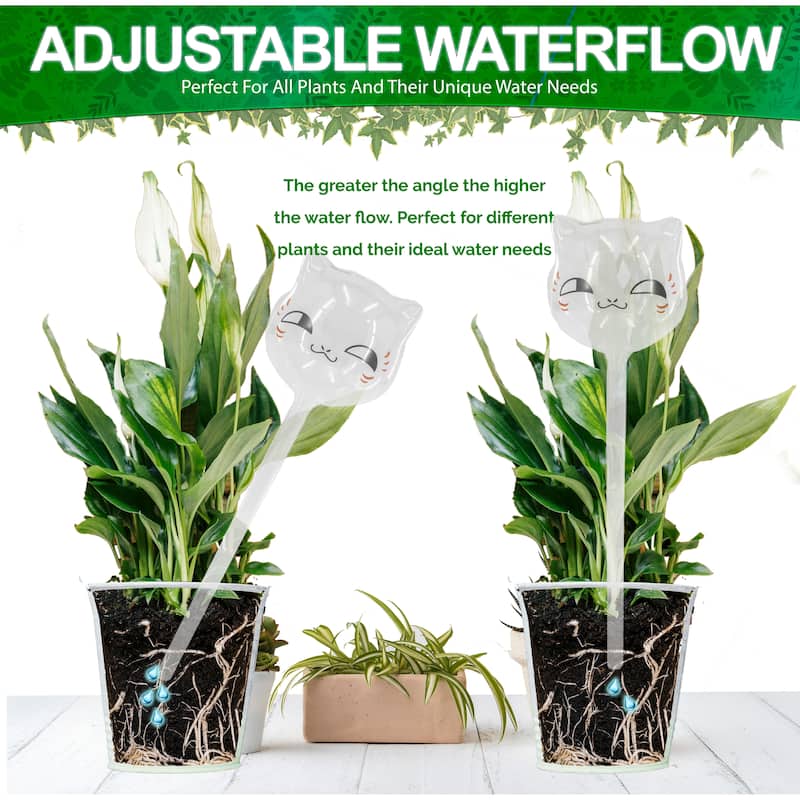 Aqua Glass Plant Watering Cat Globes - Automatic Self Watering Drip Irrigation Ideal for Vacation Plant Care