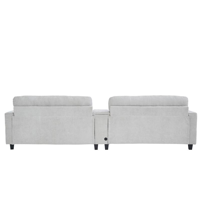 126" U-Shaped Sectional Sofa with Storage Ottomans & Bluetooth Speakers - Modular Couch with LED Lights, Console