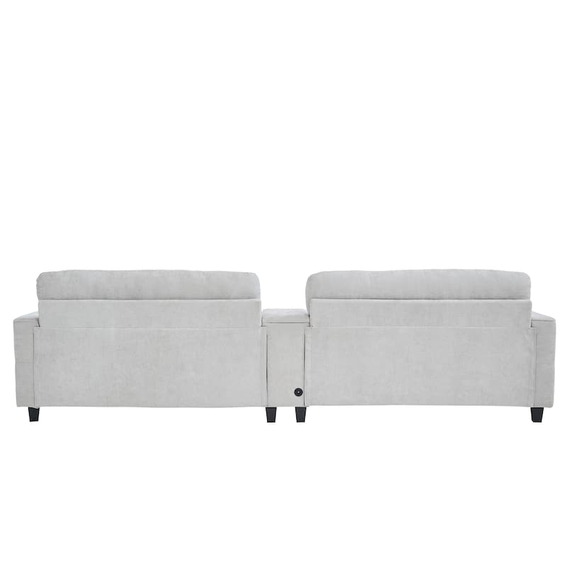 Modular U-shaped Sectional Sofa Couch with Movable Storage Ottomans, Multifunctional Console, Bluetooth Speakers and LED Lights