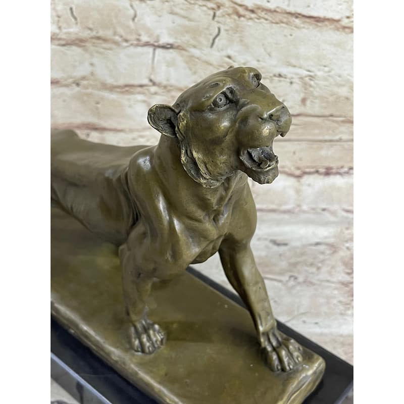 Jaguar Panther Imitative Leopard Cougar Big Imitative Cat Collector Bronze Marble Statue Art Decor