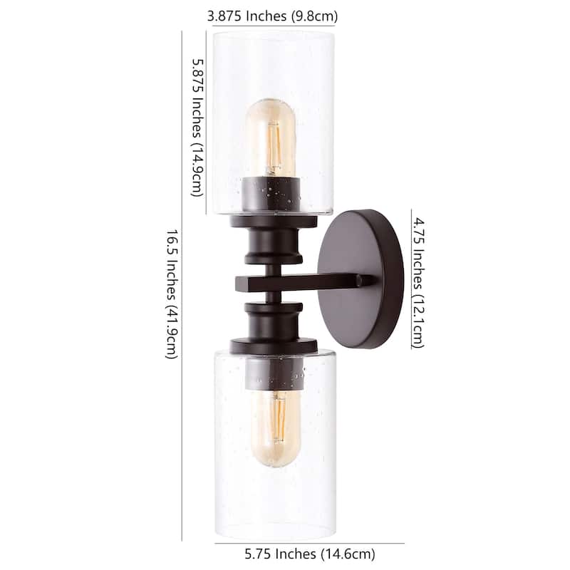 JONATHAN Y Lighting JYL7577 Jules Edison 2 Light 17" Tall LED Bathroom