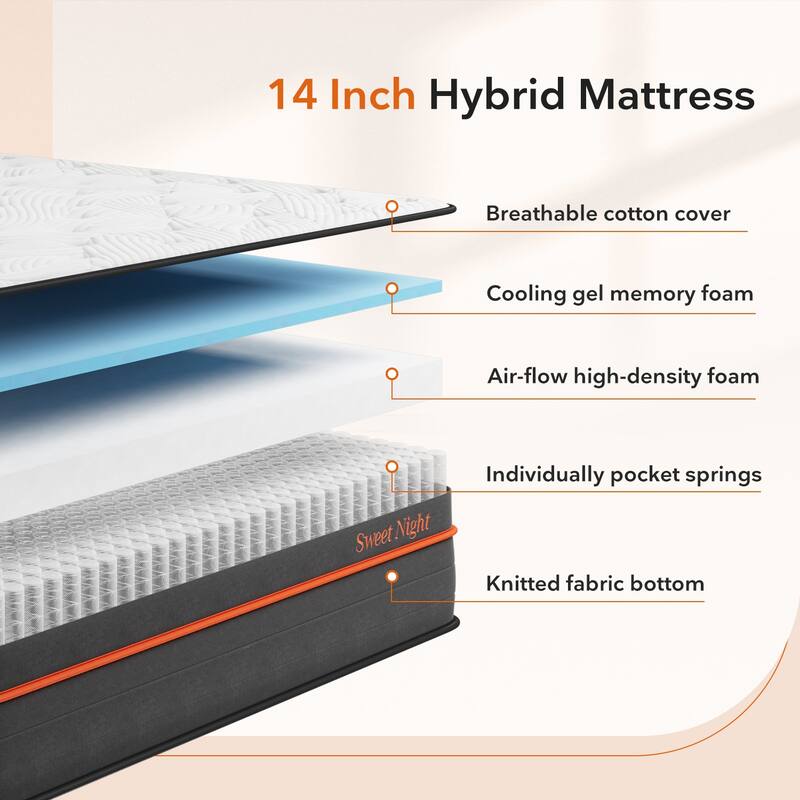 Sweetnight Twilight 14" Gel Memory Foam Mattress Hybrid Mattress