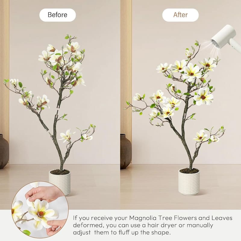 Faux Artificial Flower Tree, Magnolia Plants for Home Decor