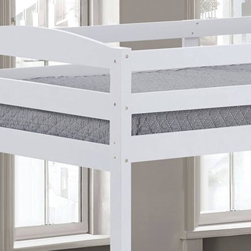 White/Espresso Wood Twin Over Twin Bunk Bed with Staircase