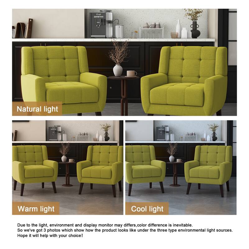 Set of 2 Tufted Upholstered Accent Armchair