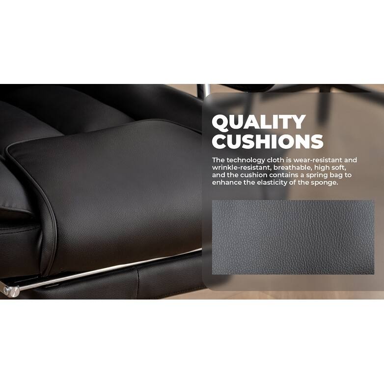 Big and Tall Executive Office Chair with Footrest - 500lbs Capacity, Ergonomic High Back, Leather Recliner with Lumbar Support